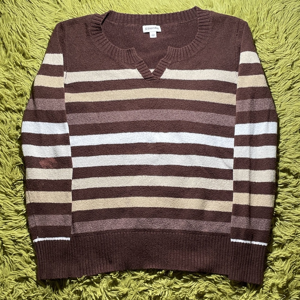 brown and beige st. john’s bay long sleeved shirt